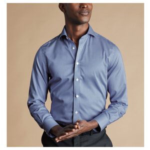 Charles Tyrwhitt Non-Iron Twill Shirt - Sky/Royal Blue